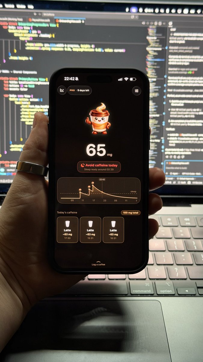 igor__code's tweet photo. Meet my new App Mr.Caffeine 🥳
A simple way to track your caffeine, understand your energy, and sleep better.￼

#ios https://t.co/2Yh3pwDaDp