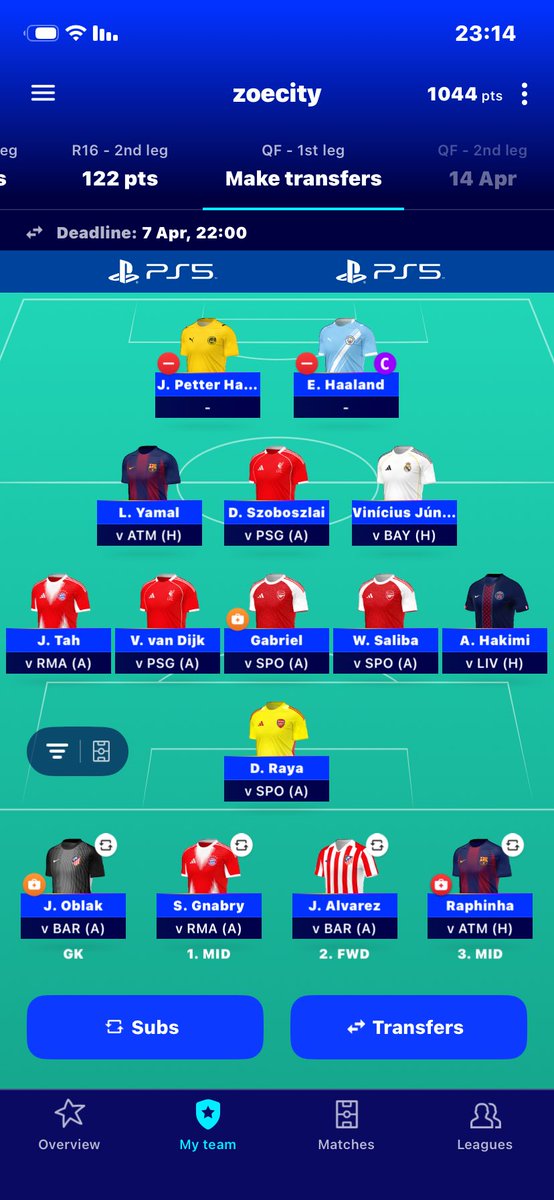 Jerusageezer's tweet photo. @joaquin_roth Thanks for a great read and helping with your ideas!
Thinking of bringing Kane, Mbape, Suarez (enabler) Kvar, F. Lopez as afraid Gnabry won’t start.  interested in your advice on those transfers and also why you prefer Vini as Captain over Mbape and Dembele over Mbape in general https://t.co/9mTPixWvJH