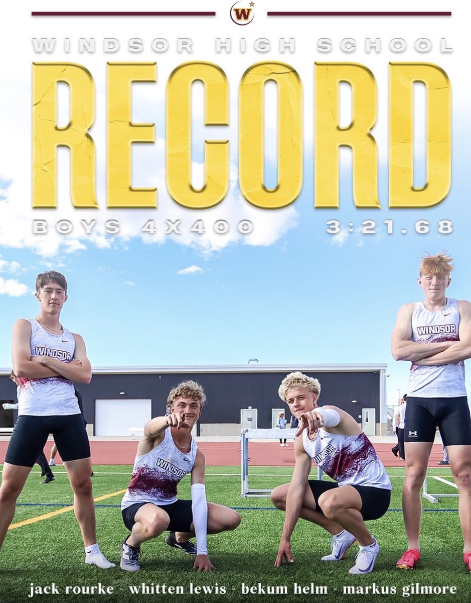 BekumHelm's tweet photo. New school record for our 4x400 relay with a time of 3:21.68 and running a 50.73 split #classof2029 https://t.co/hC6TEirTCc