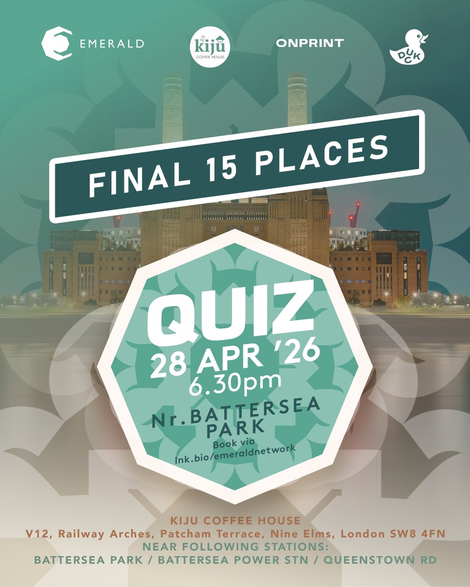 emeraldnetwork's tweet photo. Final 15 places for the Emerald Quiz! Book via https://t.co/hRwv3rqLpp https://t.co/d3z5HaneAb