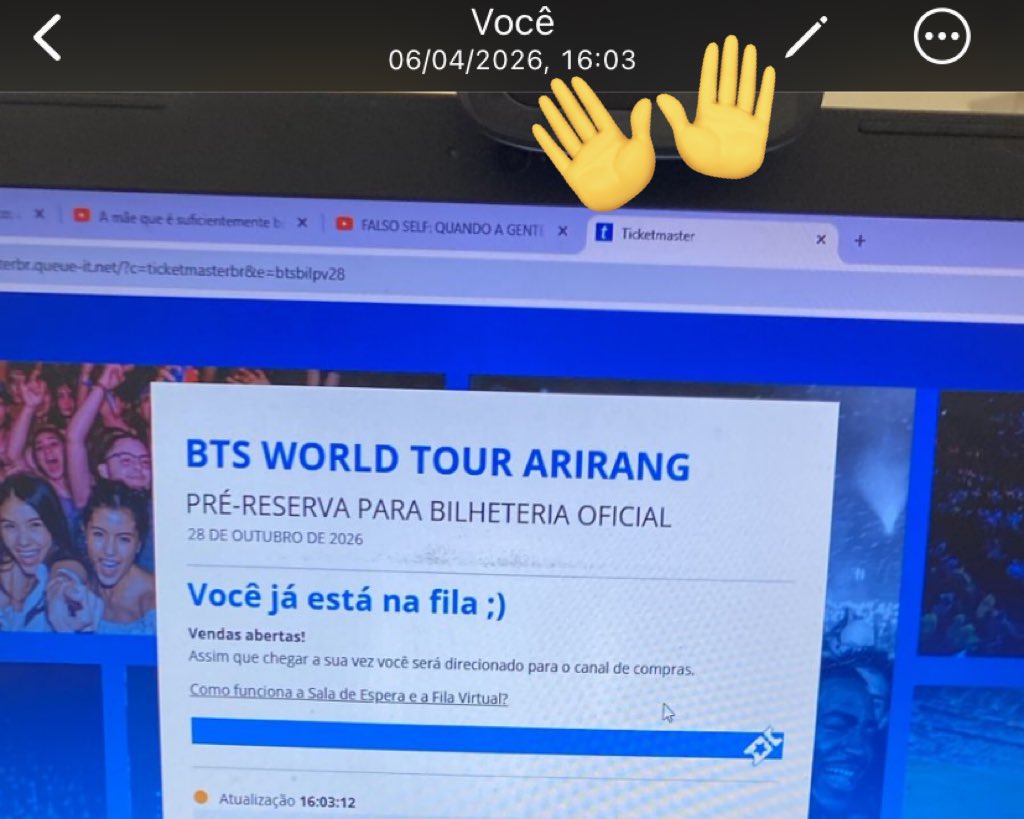"ah vai no dia 30 pq o dia 28 vai esgotar rapidinho ce nem vai conseguir pegar"
a fila do dia 28 desse jeitinho em questão de MINUTOS (3 minutos)