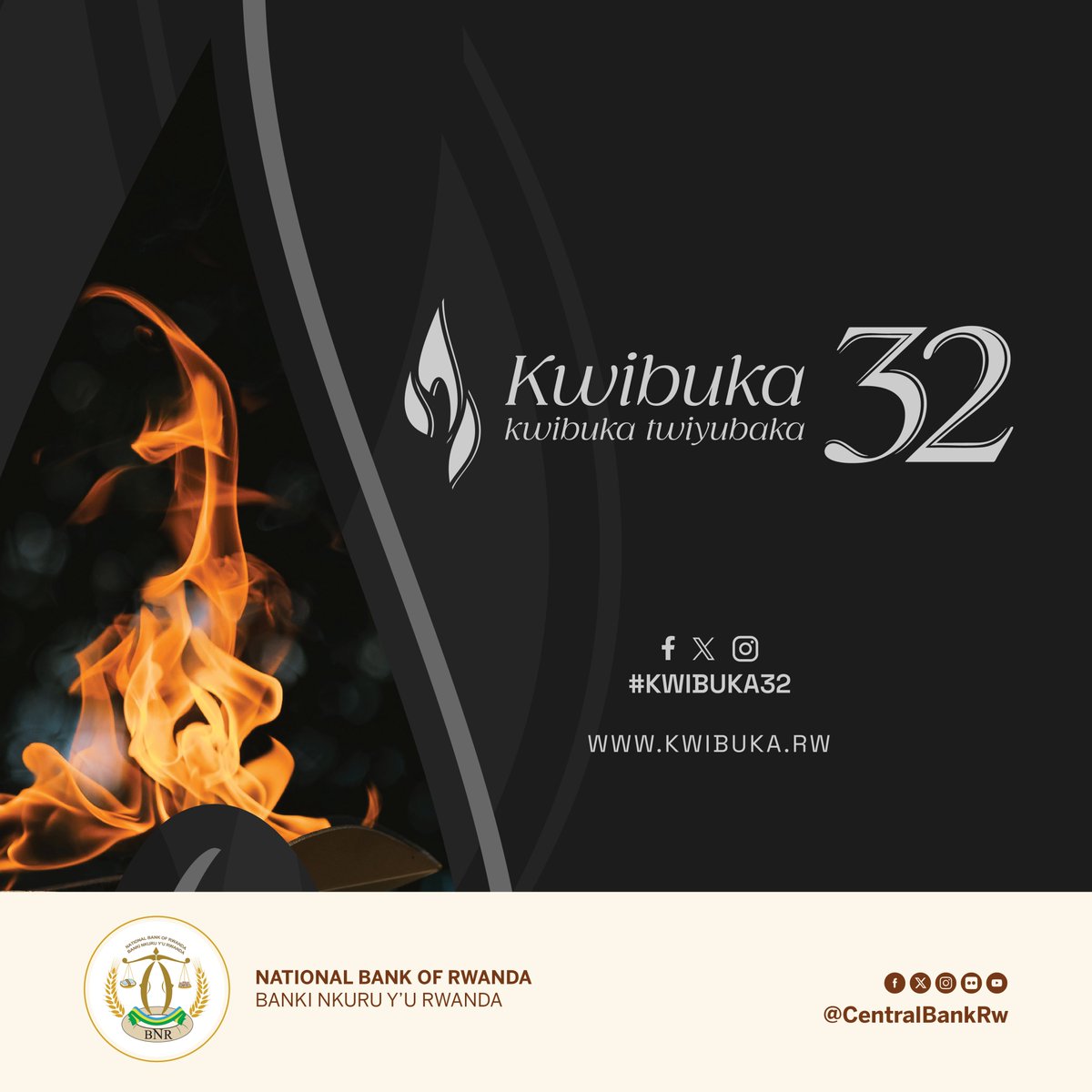 CentralBankRw's tweet image. Banki Nkuru y’u #Rwanda yifatanyije n’Abanyarwanda ndetse n'isi yose mu kwibuka ku nshuro ya 32 Jenoside yakorewe Abatutsi mu 1994. 

Twibuke Twiyubaka. 

#Kwibuka32
