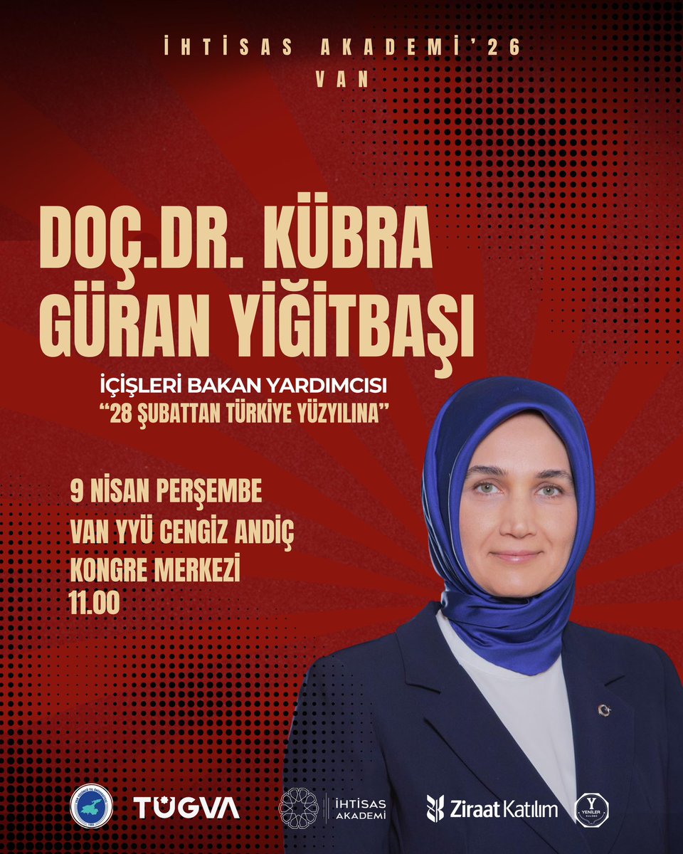 tugvauniversite's tweet photo. Van’da buluşuyoruz! 🔥
İçişleri Bakan Yardımcımız Kübra Güran Yiğitbaşı @kubrayigitbasi  ile İhtisas Akademi’de bir araya geliyoruz.

📍 Van Yüzüncü Yıl Üniversitesi Cengiz Andiç Kongre Merkezi
🗓 9 Nisan Perşembe | 🕑 11.00

🔗https://t.co/IDmpCEoCQ8 https://t.co/F8BqfLIuaF