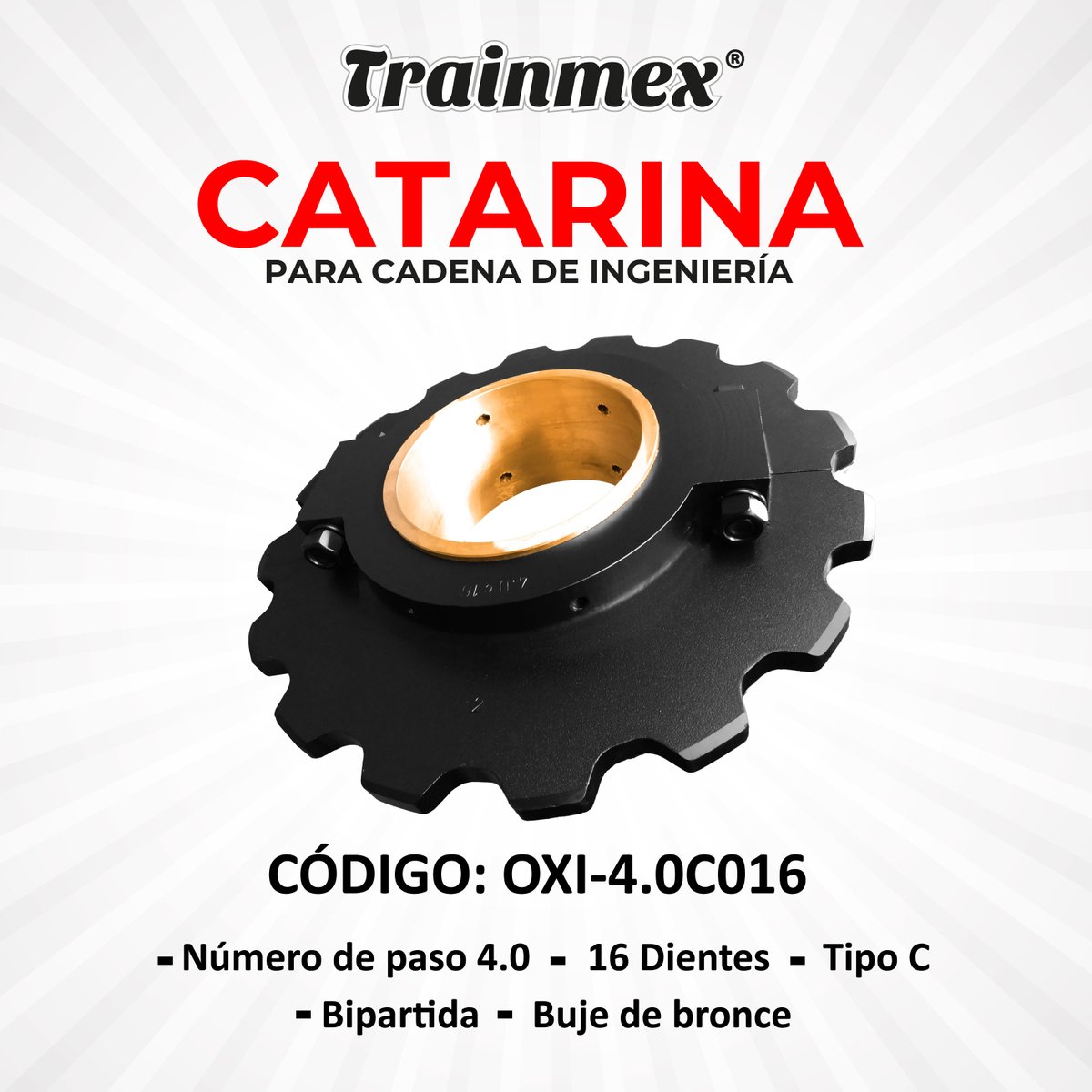¡Producto de la semana! ⚙️

¿Buscas precisión? Conoce nuestra Catarina bipartida con buje de bronce. Fabricada bajo estándares internacionales para garantizar la máxima durabilidad en tu industria. 🛠️

📍 Pídela con tu distribuidor autorizado.

#Trainmex #IngenieriaMexicana