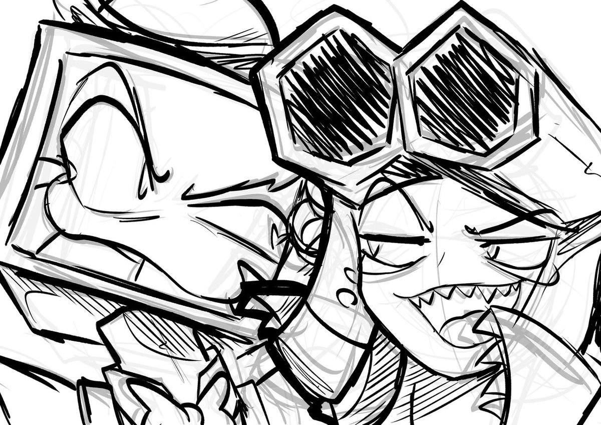 Anoky9's tweet image. I really fucking want to draw them, but I don’t have an idea. I just made this because… ugh, Idk. Should I color them? Or not? Idk 😭

#gunshow #mrpuzzles #wpnz #gunshowsmg4