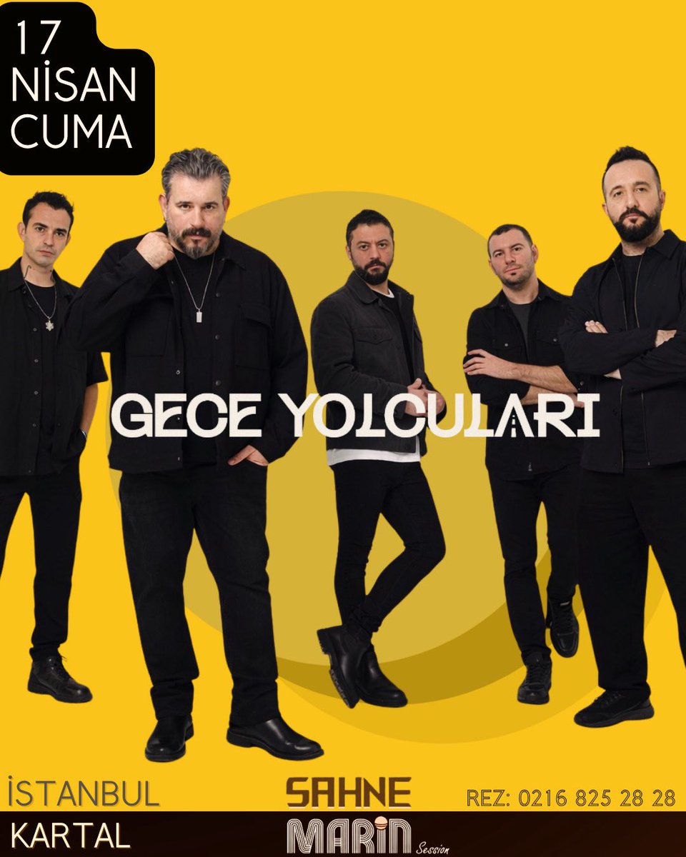 📣17 Nisan Cuma,
Çok özel bir konserle
Sahne Marin /Kartal 
#İstanbul’dayız.
Herkesi bekliyoruz..
Rez:0216 825 28 28

#geceyolcuları #konser #kartal