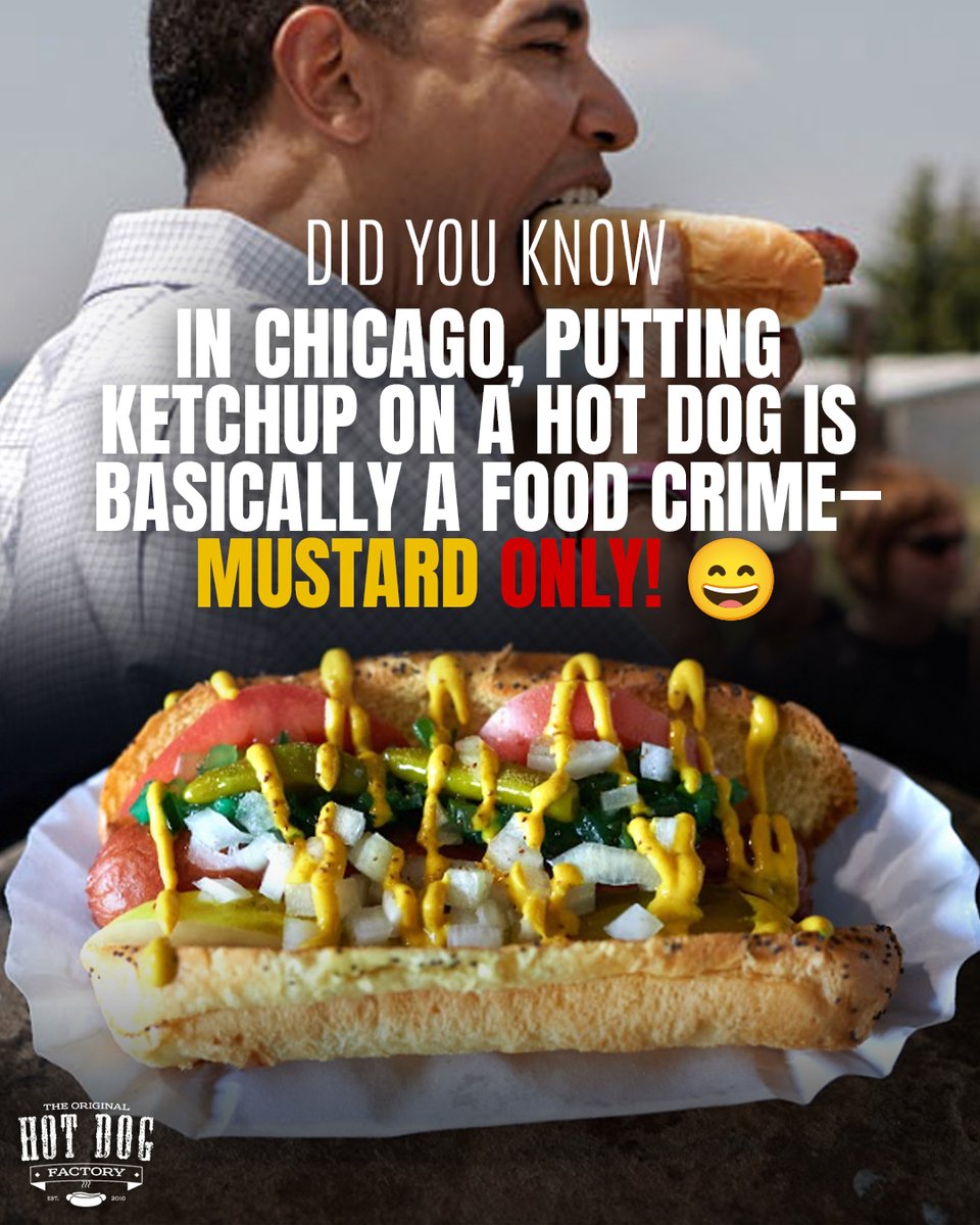 TheDog31730's tweet photo. In Chicago, ketchup on a hot dog? That’s a crime 😄 Mustard only, please,... and tomatoes, pickle spear, sport peppers, green relish, onions, and celery salt on a poppy seed bun of course. 🌭 

#ChicagoStyle #chicago #chicagostylehotdog  #hotdogs #theoriginalhotdogfactory https://t.co/kDWgtYho0s