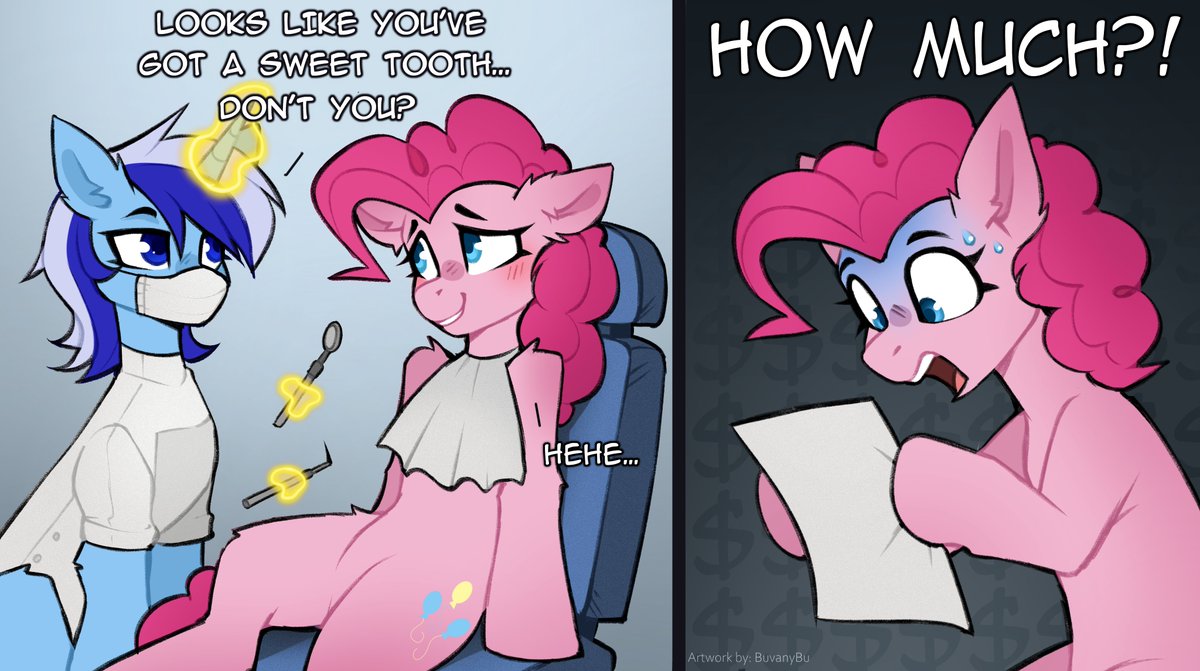 Pinkie Pie day 5

A visit to the dentist is always painful, and not just physically...