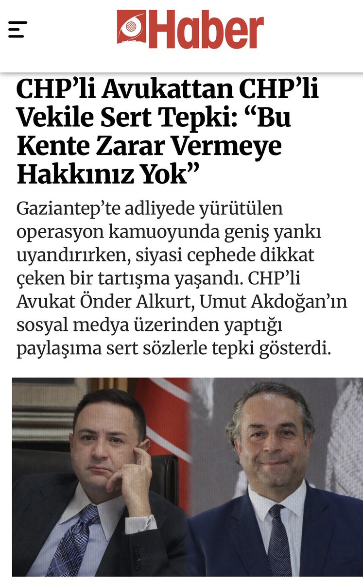 samiltayyar27's tweet photo. CHP’li Avukat Önder Alkurt, Gaziantep Adliyesi’ndeki operasyonu sulandıran ve başsavcıyı hedefe koyan CHP Ankara Milletvekili Umut Akdogan’a seslenmiş:

“Oturduğunuz yerde, bilmeden, anlamadan, size kimin bilgi verdiğine bakmadan, teyit etmeden, yanlış mı doğru mu araştırmadan twit atmanız ülkeye de fayda sağlamaz, kente de.”

CHP’li Akdoğan’a partili arkadaşı söylenmesi gereken her şeyi söylemiş.

Doğru söze ne denir?