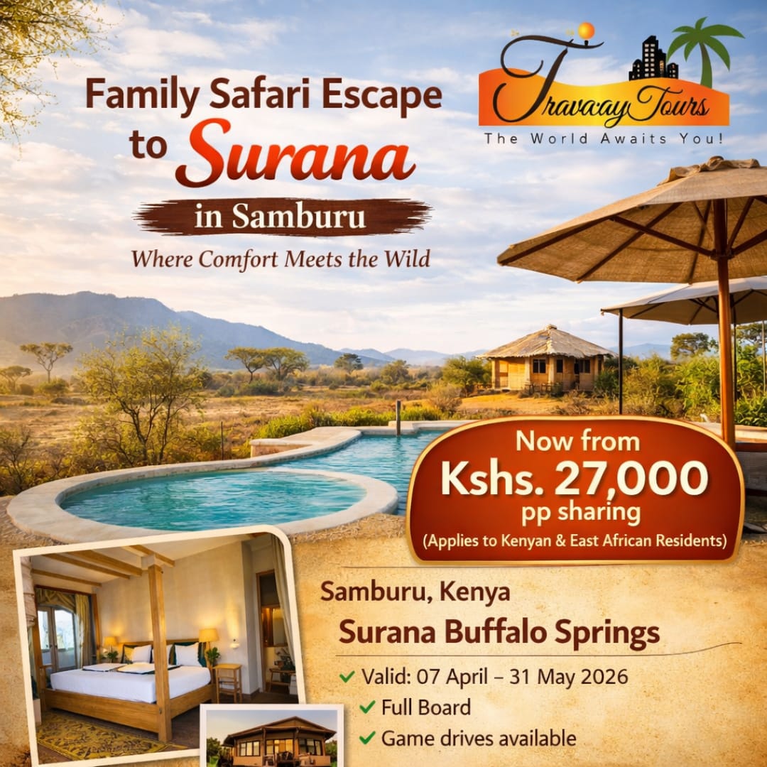 travacay's tweet photo. Family Safari Escape to Surana 🌿🐘
Treat your family to an unforgettable getaway at Surana Buffalo Springs, #Samburu with breathtaking views, relaxing stays, and exciting game drives. 
📩 deals@travacaytours.com
📞 Call/WhatsApp:+254 741 93 83 83
#SafiriNaTravacay #TembeaKenya https://t.co/Xn6JfzOCwp