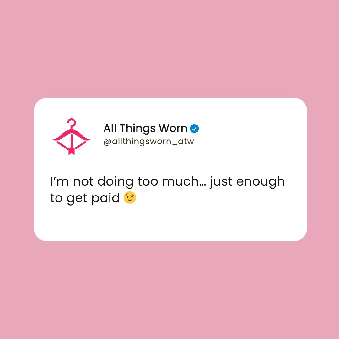 allthingsworn's tweet image. Doing (and wearing) the bare minimum…and still getting paid 😌💸

#AllThingsWorn #WornGoods #SideHustle #MoneyHacks