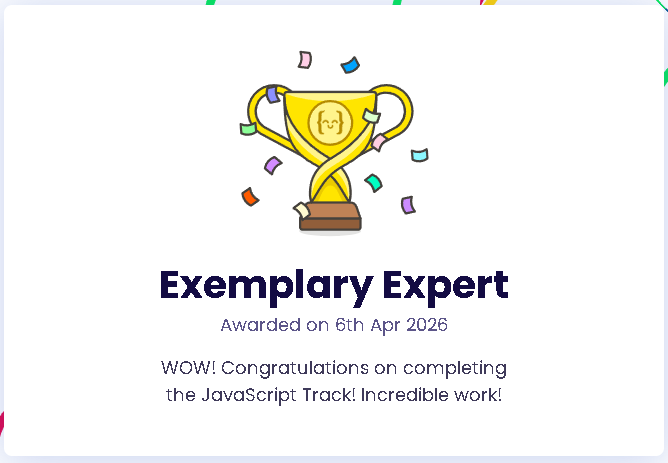segludian's tweet photo. #100DaysOfCode Day 96 - I did the final two exercises to finish the JavaScript track. Remaining exercises for 100 Days of Code will come from the Python track. https://t.co/ajeb3eYDXE