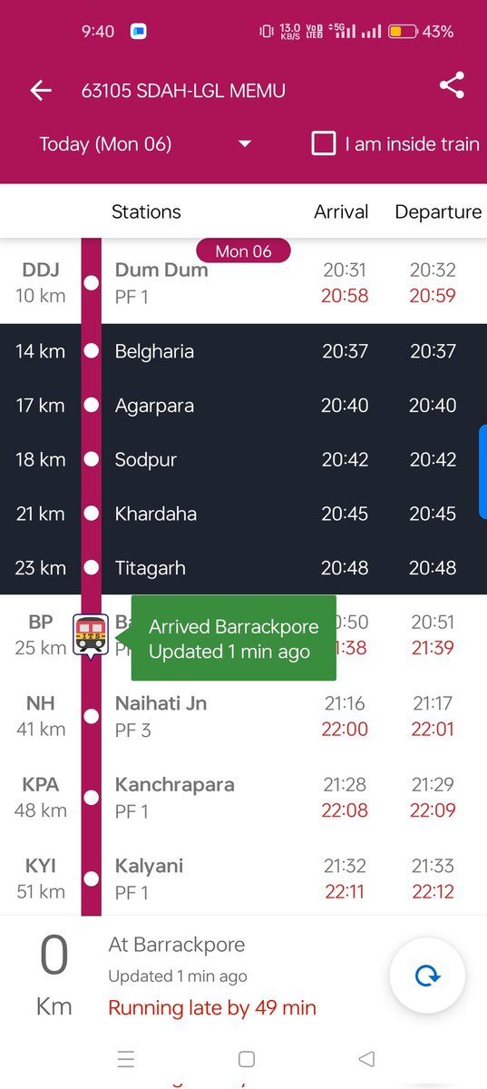 Wait4rMe's tweet photo. @drmsdah Train Number 63105 Sealdah LALGOLA memu running 49 minutes late. Running Date 06th April, 2026 Monday. Running From SEALDAH towards LALGOLA.
MTS No XEO0EBU0JP...
@AshwiniVaishnaw @drmsdah @narendramodi @EasternRailway @RailMinIndia @RailwaySeva @drmhowrah Please take notice....🙏 https://t.co/VQgNFJ1wwT
