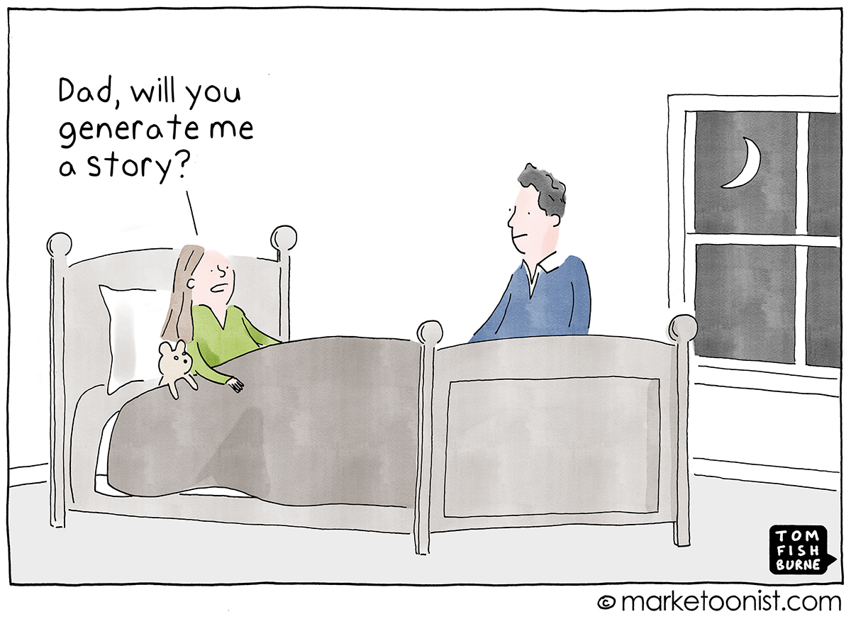 tomfishburne's tweet photo. "Storytelling and AI " - new cartoon and post: https://t.co/vv4IZzA26Q

#marketing #cartoon #marketoon https://t.co/5gc9DHafA5