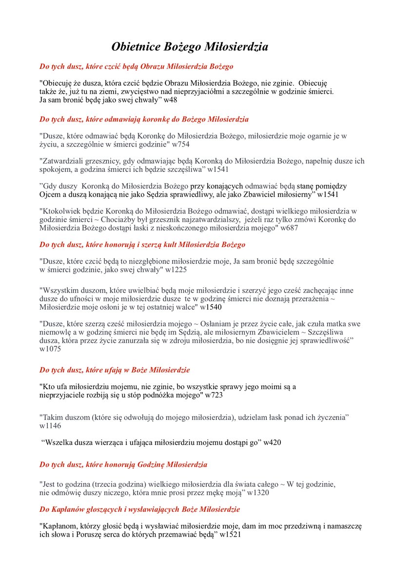 Obietnice Jezusa dla tych, którzy czczą Boże Miłosierdzie 🙏🕯️🙏