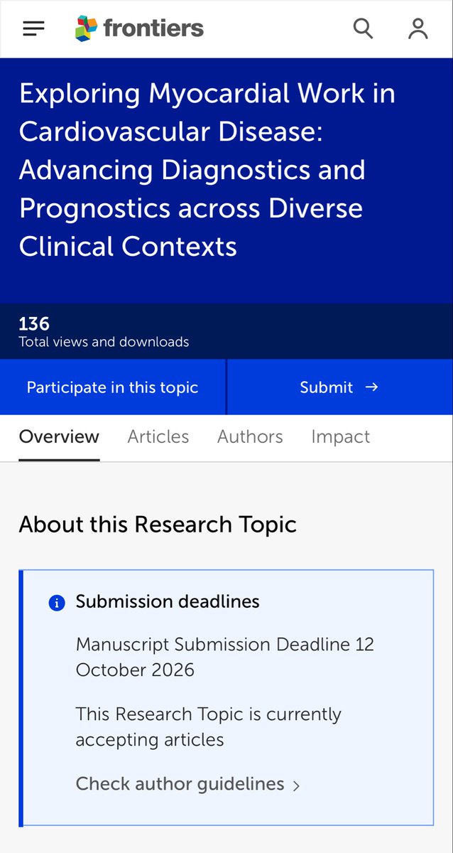 DrGEMandoli's tweet photo. 🚨New Research Topic alert! 🚨
📢Exploring Myocardial Work in Cardiovascular Disease: Advancing Diagnostics and Prognostics across Diverse Clinical Contexts” is now open for submission

⚠️Submit your article by 12 October 2026 ➡️ https://t.co/TEPEwM8t16

#echocardiography #HF https://t.co/jA7dnJUZMp
