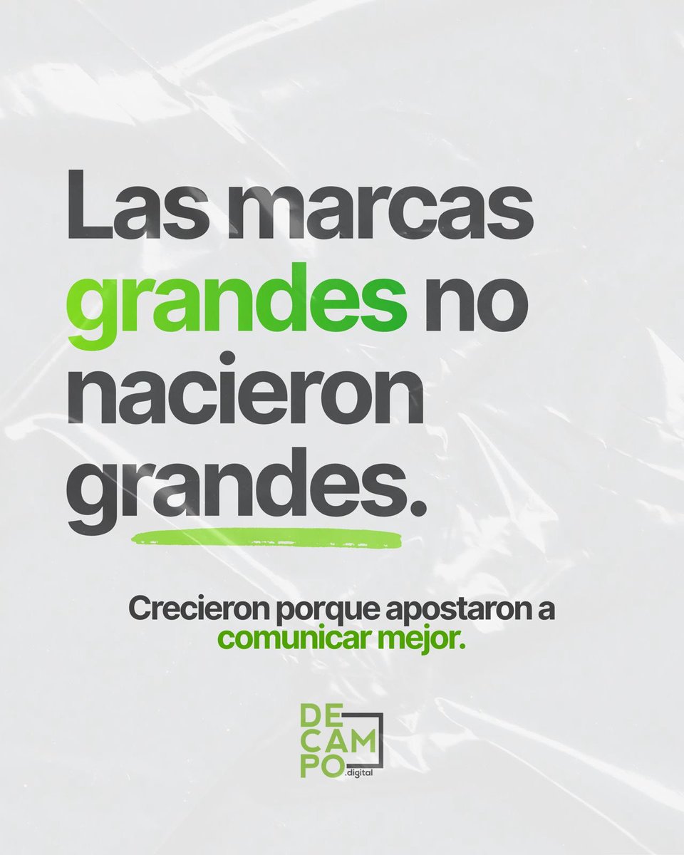 DeCampoDigital's tweet photo. Las marcas grandes no nacieron grandes.
Crecieron porque apostaron a comunicar mejor.
Hoy las redes y el marketing digital son parte de ese crecimiento.
En Decampo trabajamos para que tu marca se vea, se posicione y crezca.
🚀 Si querés escalar tu marca, hablemos 💚 https://t.co/4Ww9MHQCAL