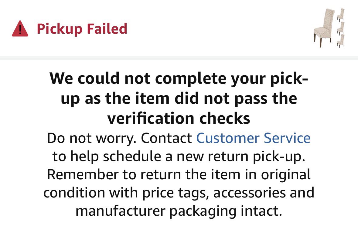 SKamleshh's tweet photo. @AmazonHelp @amazonIN @samirkumar my return request for order #171-1677581-3877125 marked as “verification failed” without pickup. When contacted, I was told it would be picked up in 2–3 days, but there’s still no update. Please resolve urgently.  #Amazon #CustomerService #fraud https://t.co/7NBvA4oz2v
