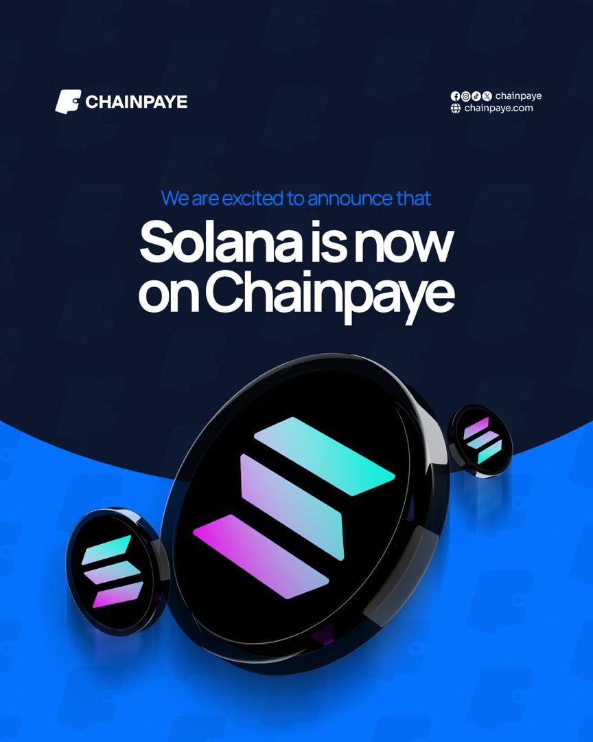chainpaye's tweet photo. Solana is LIVE on @chainpaye 🍾 and is currently leading the pack with the highest volume of off-ramps📈.
This is a signal for our next move,
In the coming weeks, we'll be enabling Solana deposits,beyond its stable-coins. for better and faster ease of spendings.
💪 Stay tuned! #Solana #Chainpaye #Crypto