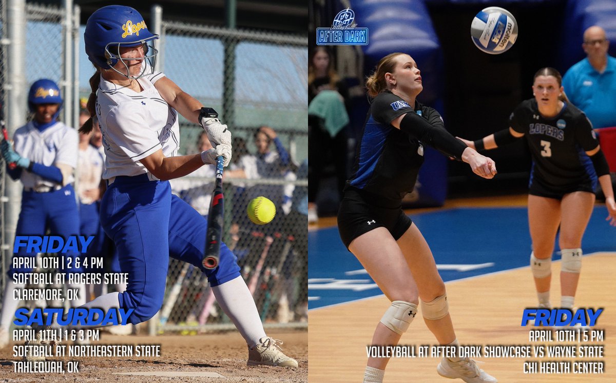 UNK_Athletics's tweet photo. LOPER’S WEEK AHEAD 📣

@UNKCheer 
🗓️ April 8th- April 9th
🆚 NCA Cheer Championships
📍 Daytona, FL

@UNKvolleyball 
🗓️April 9th
🕕 5 PM
🆚 Wayne State at After Dark Showcase
📍 CHI Health Center

@UNK_Soccer 
🗓️ April 11
🆚Nebraska Omaha
🕕 2 PM
🤘Sponsor: @thecraftydog89 https://t.co/j18uRt5QV2