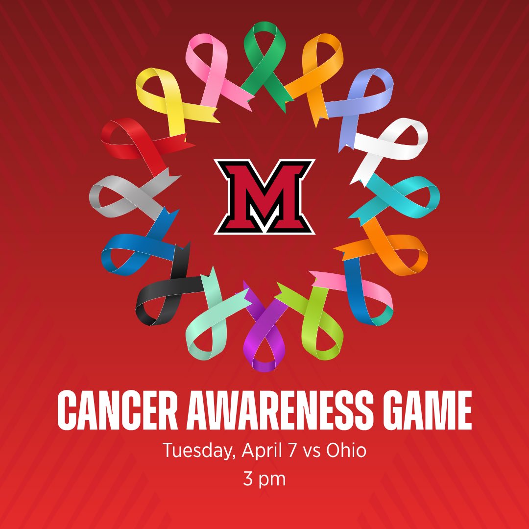 MiamiOH_SB's tweet photo. Tomorrow we play for something bigger than the game 💜

Join us at 3 pm as we take on Ohio in our annual Cancer Awareness Game. Each ribbon we wear represents a story, a fight, and a reason to keep going. From strength and courage to hope and remembrance, we’re honoring those who have battled, those still fighting, and those we carry with us every day. 

Take a moment to learn the meanings behind each ribbon in our graphics and help us spread awareness🎗️

#StrikeoutCancer #CancerAwareness #MoreThanAGame #FightTogether