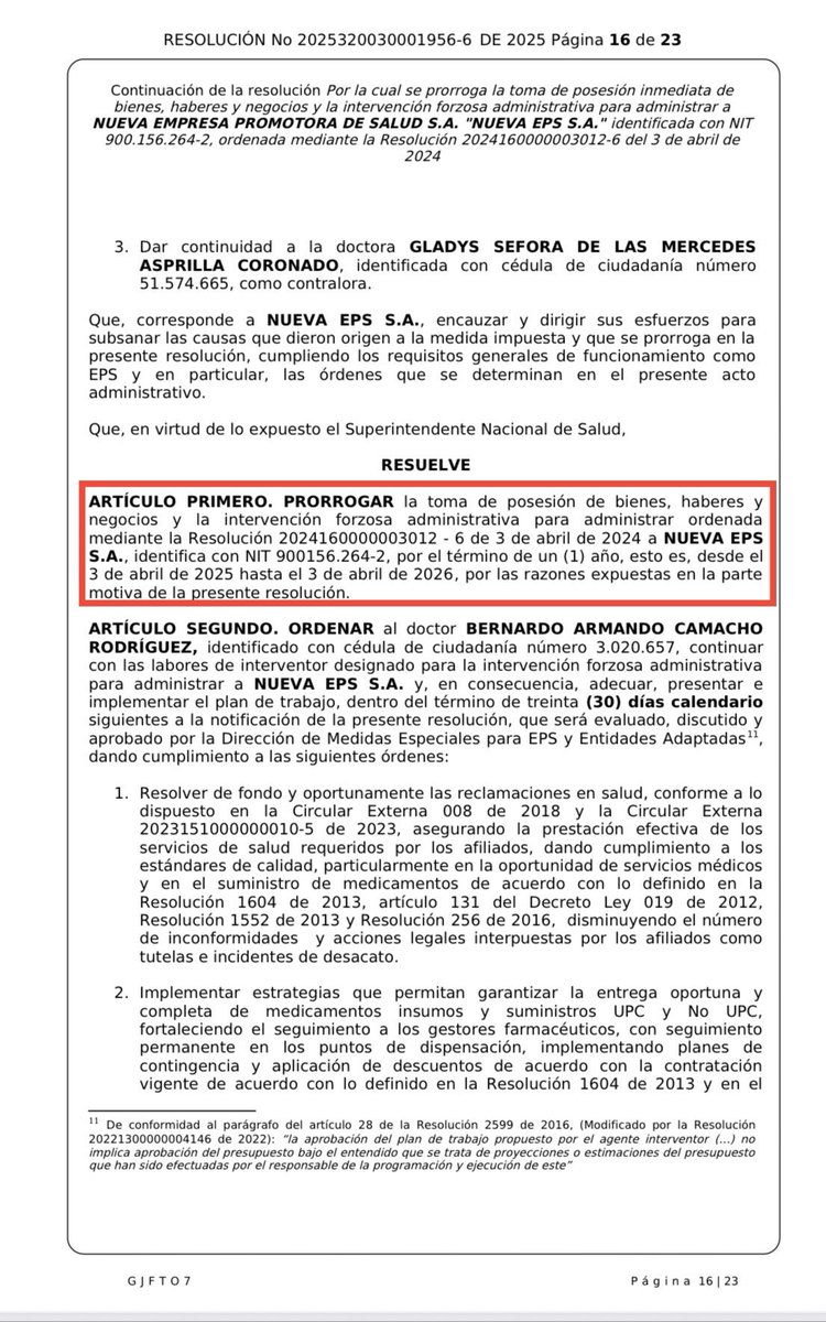¿<a href="/Supersalud/">Supersalud</a> no expidió resolución de prórroga de la medida de intervención de Nueva EPS que se venció el viernes 3 de abril?

¿Desde ese día Óscar Galves siguió fungiendo como interventor? ¿Si no fue así quién estuvo y está a cargo de la EPS más grande del país? ¿Está acéfala?