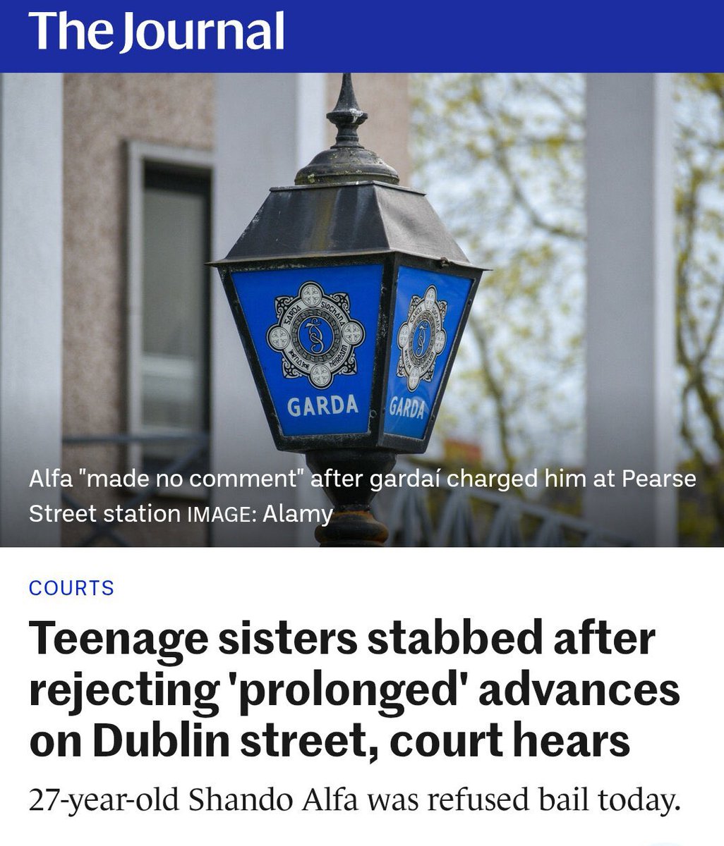 dogeofficialceo's tweet photo. A 27-year-old Somali migrant was charged with stabbing 2 Irish teenage twin sisters in Dublin city centre last Saturday when they refused his sexual advances 🇮🇪 https://t.co/5T2VC6JZ69