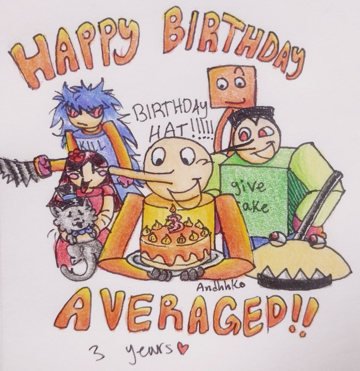 Andhhko's tweet photo. IT'S AVERAGED'S BIRTHDAY!! (or anniversary) YAY! #Averaged #CluelessDudeAveraged https://t.co/zBjMEGinfZ