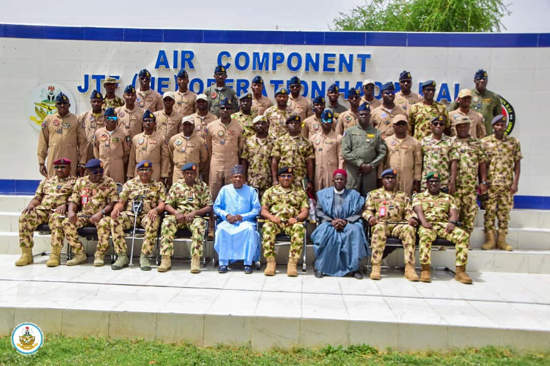 NigAirForce's tweet photo. NAF SUSTAINS HIGH-TEMPO AIR OPERATIONS AS CAS ENGAGES FRONTLINE TROOPS AT EASTER IN MAIDUGURI

The Chief of the Air Staff (CAS), Air Marshal Sunday Kelvin Aneke, has reaffirmed the Nigerian Air Force’s commitment to sustaining high-tempo air operations against insurgents as he engaged frontline personnel during an Easter luncheon at NAF Base Maiduguri on 6 April 2026. Represented by the Chief of Transformation and Innovation, Air Vice Marshal MS Ibrahim, the CAS commended personnel of the Air Component, Operation HADIN KAI, for their resilience, professionalism, and steadfastness in executing relentless precision strikes, armed reconnaissance, and intelligence-driven missions that continue to degrade terrorist networks and severely restrict their freedom of movement across the North-East theatre. He noted that the sustained operational pressure being applied by the Air Component remains critical to the broader joint force objective of denying insurgents safe havens and restoring lasting peace in the region.

The CAS further highlighted ongoing efforts to deepen operational capability through the induction of advanced combat platforms, unmanned aerial systems, enhanced mission training, and strengthened strategic partnerships aimed at improving combat effectiveness. He also assured personnel of continued improvements in welfare, medical support, and accommodation as essential enablers of morale and sustained mission performance. Paying tribute to fallen heroes, he urged troops to remain resolute and mission-focused, while also appreciating the support of President Bola Ahmed Tinubu, defence authorities, and the Borno State Government toward ongoing air operations. The Easter engagement once again reinforced the Nigerian Air Force’s resolve to sustain decisive airpower employment and high-tempo counter-insurgency operations until enduring peace and stability are fully restored in the North-East.

In a goodwill message delivered on behalf of the Borno State Governor, Professor Babagana Umara Zulum, the Head of Service, Dr Sadiq Abubakar Mohammed, commended the NAF for its decisive role in degrading insurgent networks and improving security across the state and the wider North-East region. He praised the gallantry and sacrifice of NAF personnel and acknowledged the Service’s humanitarian interventions, noting that its medical outreaches, disaster response efforts, and logistical support have continued to positively impact affected communities. Earlier, the Air Component Commander, Operation HADIN KAI, Air Commodore MB Ahmed, highlighted the growing operational impact of NAF airpower in the theatre. He noted that sustained precision air strikes, intelligence-driven missions, and persistent Intelligence, Surveillance and Reconnaissance (ISR) operations have continued to dismantle terrorist logistics chains, neutralise key targets, and restrict insurgents’ freedom of movement across the theatre. The Easter engagement further reinforced NAF’s war-fighting spirit, strengthened troop morale, and reaffirmed the Service’s determination to sustain decisive air operations until lasting peace and security are fully restored in the North-East.

#NAF #AirPower #OperationHadinKai #CounterInsurgency #MilitaryOperations #NationalSecurity #DefendingNigeria #AirForceStrong #TroopMorale #OperationalExcellence