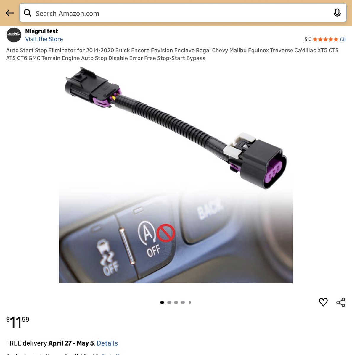 VolcanoKyle's tweet photo. @amuse I bought this Auto Start Stop Eliminator for $12 on Amazon and it works perfectly. Liberal, do-gooder, nanny-state BS bypassed https://t.co/ALhrvIHkII