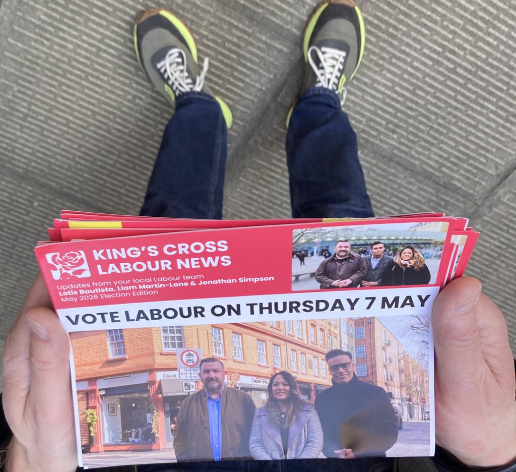 Olszewski_RJO's tweet image. Spreading the word this afternoon for @CamdenLabour’s #KingsCross top team:

✅@lotisbosstista 
✅@LML96_ 
✅@CamdenJonathan.

A strong visible record of delivering safer estates thru #CCTV; a key pledge for more, plus extra community safety officers.

#VoteLabour 7 May