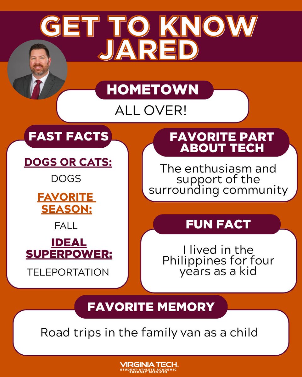 VT_SAASS's tweet photo. Get to know Ryan, Jared, and Nicole — the newest members of our team! 🦃🧡 We’re so excited to have them join SAASS and can’t wait for you to learn more about our new Hokies. #ThisIsHome #GoHokies https://t.co/7xpEmOAx07