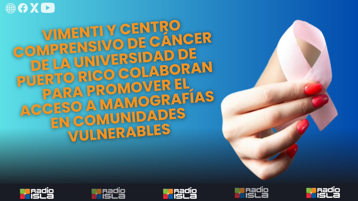 Vimenti y Centro Comprensivo de Cáncer de la Universidad de Puerto Rico colaboran para promover el acceso a mamografías en comunidades vulnerables

radioisla.tv/vimenti-y-cent…

#cáncer #CentroComprensivodelCáncer #MAMO #mujeres #Salud #UniversidaddePuertoRico #Vimenti