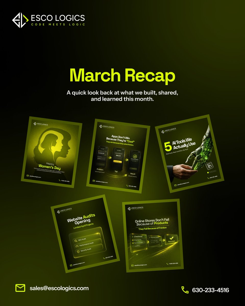 EscoLogics's tweet image. March was full of fresh ideas, creativity, and inspiration. Tell us what you loved most.
#MarchHighlights #CreativeMinds #DigitalCreativity #GrowYourBrand #CreateTogether #Escologics