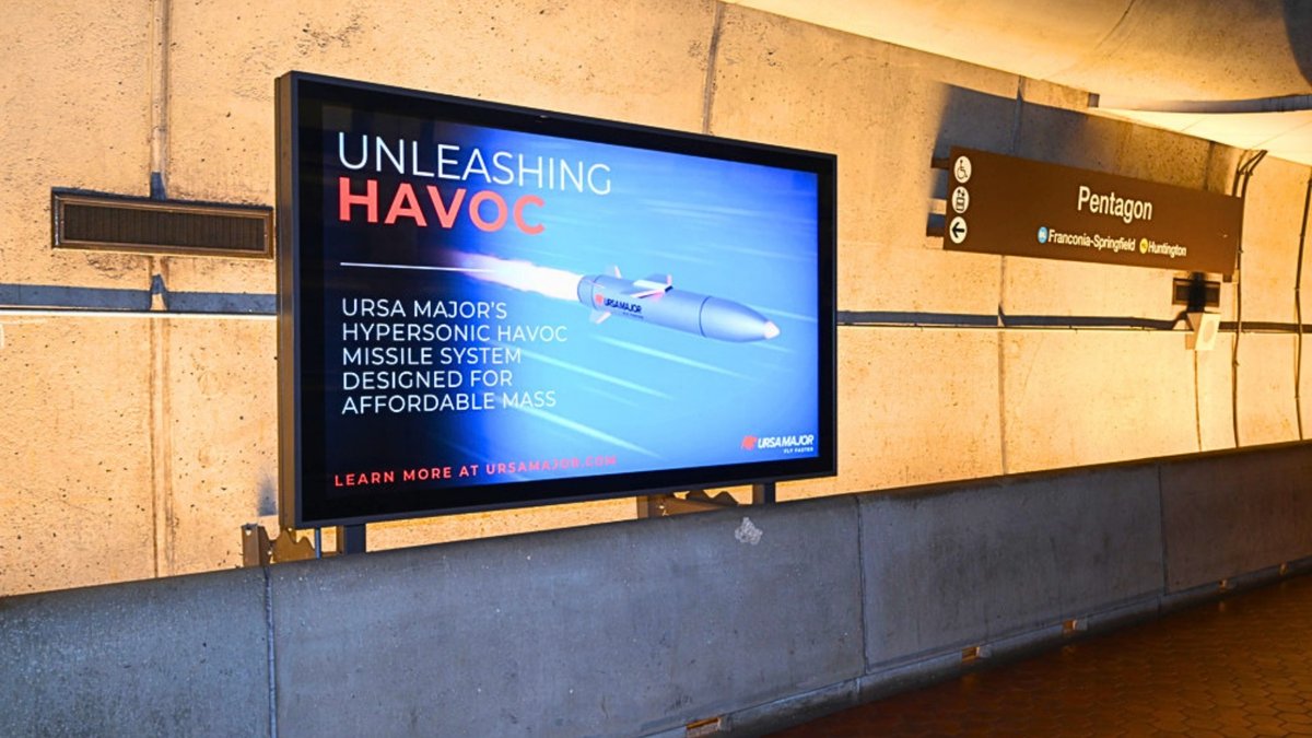 ursamajortech's tweet photo. From the Huntsville Airport to the DC Metro, Ursa Major’s HAVOC Missile System has been front and center at some major transportation hubs recently.

In case you missed the initial announcement of our Hypersonic Missile System, learn more on why it’s designed to meet the evolving demands of modern threats: https://t.co/llmQ9g3Cm2