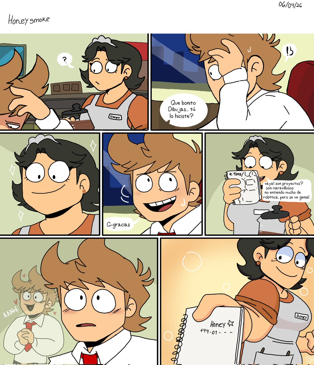 Elizabe13451231's tweet photo. #HoneySmoke #Eddsworldtord #Tord #eddsworld aportando un mini cómic por el SHIP de Tord ❤️ y Honey 🧡 https://t.co/xA6STOLDUw