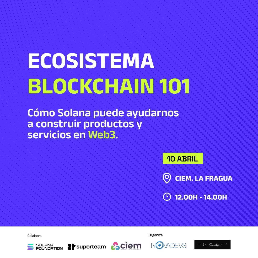 CIEMZaragoza's tweet image. ¿Eres una #startup , #developer o #founder y te interesa cómo se construyen y lanzan al mercado startups y productos digitales?

💡 Qué es realmente #blockchain
💡 Solana
💡 Casos reales y oportunidades
💡 Grants, hackatones, venture capital

Inscríbete: docs.google.com/forms/d/e/1FAI…