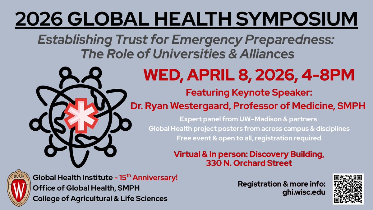 UWGlobalHealth's tweet photo. The 2026 Global Health Symposium is in 2 DAYS! Today we feature Panelist Crystal Potts, Assistant Vice Chancellor for University Relations and Senior Director, State Relations &amp; Statewide Outreach, UW–Madison. @StateRelations @uwsmph @UWMadisonCALS

https://t.co/PjUR9PfMcr https://t.co/ackpDvOUKV