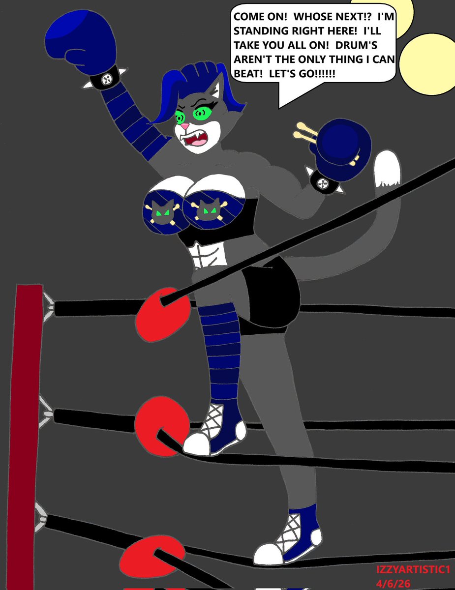 Meet Clawdia Catwell, sister to Nyatalie and the drummer of The Catastrophic's!

Full of pent up aggression and in need of anger management, she enjoys beating the drums, her opponents and enjoys getting beaten before knocking her opponent out!

Scared yet?  I don't blame you!