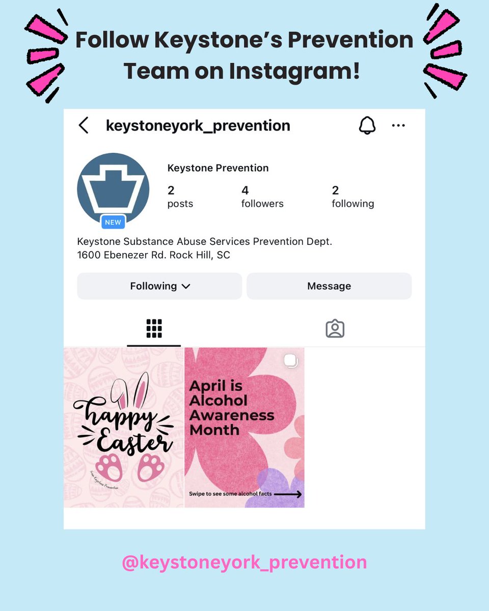 We are excited to share that our Prevention Team now has their own Instagram page!

Follow @keystoneyork_prevention for facts, resources, and prevention education happening across our community.

#KeystoneYork #KeystoneYorkPrevention #SubstanceUsePrevention #Follow