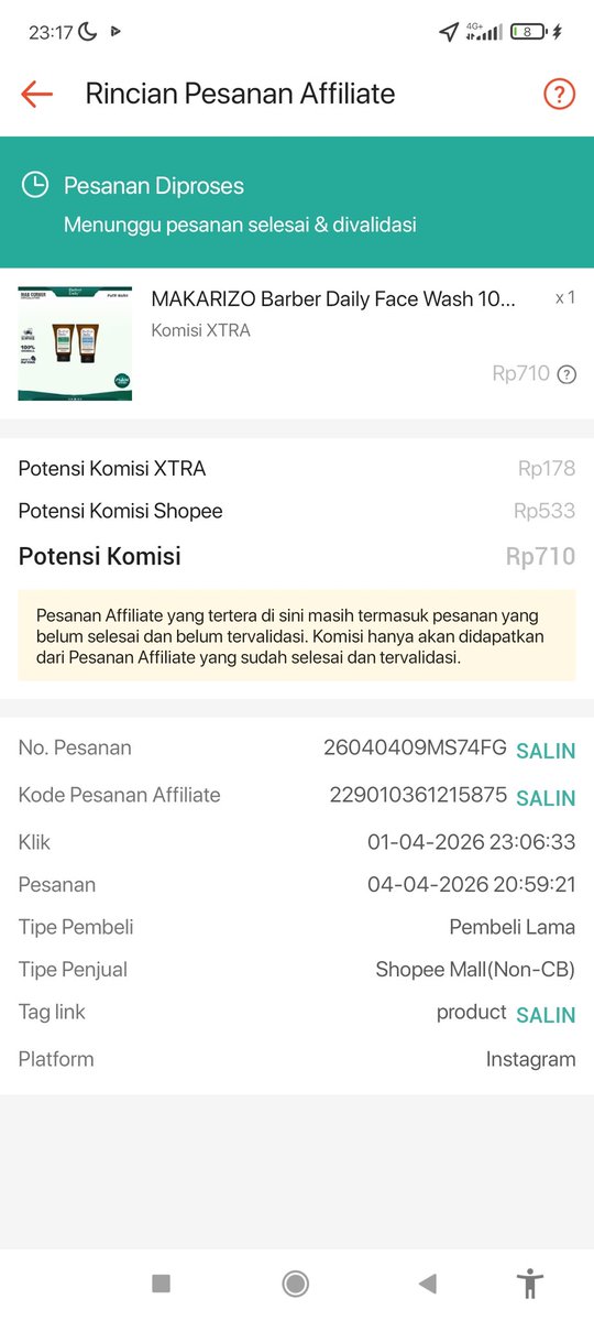 rahmanabdul00's tweet photo. @tanyarlfes Klik link doang gadapet uang, tapi selama seminggu kalo ada transaksi yang co dari link tersebut, walaupun produknya beda dari yg di promosiin tetep dapet. https://t.co/QKR7UXCp03