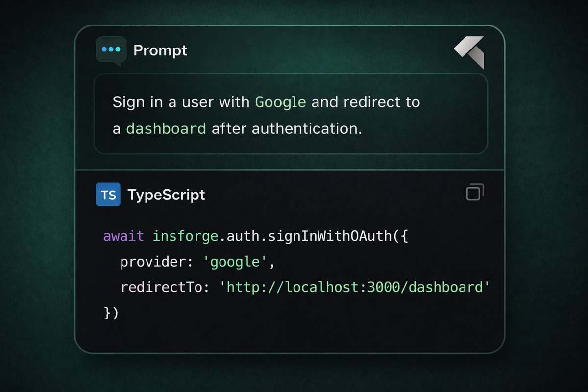 InsForge_dev's tweet image. OAuth sign-in with redirect.

Google login and session flow
handled in a single request.

Built with InsForge.
#oauth #baas #developer