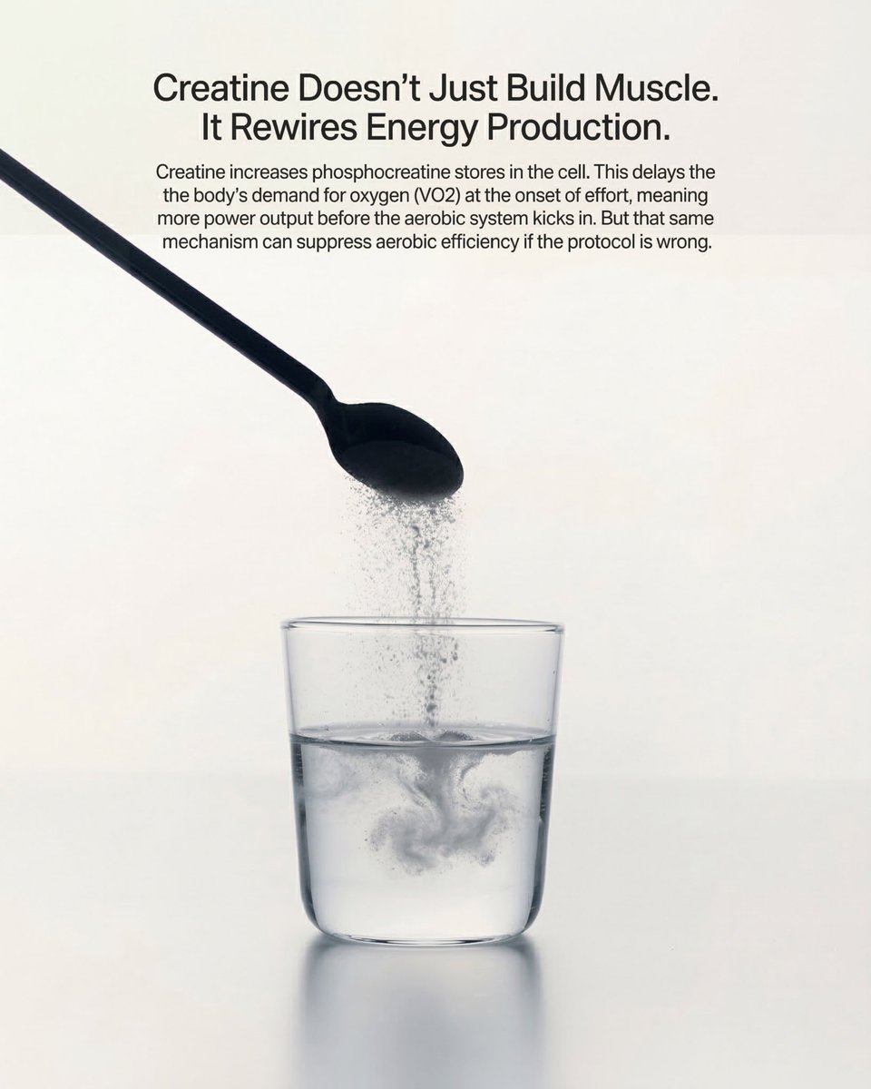 Pnoe_Analytics's tweet photo. Creatine can boost power, but without measuring your metabolism, you’re missing the full picture. It affects how your body produces and uses energy, not just performance. Data turns supplementation from guesswork into strategy. #creatine #metabolichealth #breathanalysis #vo2 https://t.co/N5NxzdYGfY