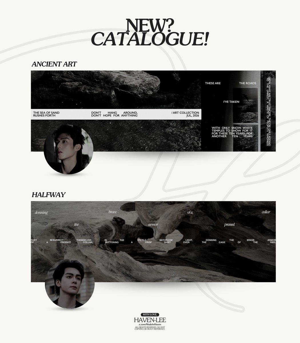 MadelnHaven's tweet photo. ㅤ  
Any interactions would be so much appreciated!

Hi, hello! Haven ada 4 catalogue layout baru: ANCIENT ART, HALFWAY, LABYRINTH, &amp; MELODRAMA. Feel free to reach me if you notice any similarities with other BAs, yaa!

#zonauang #zonaba #zonaduit
ㅤ https://t.co/BoHYRBG1r0