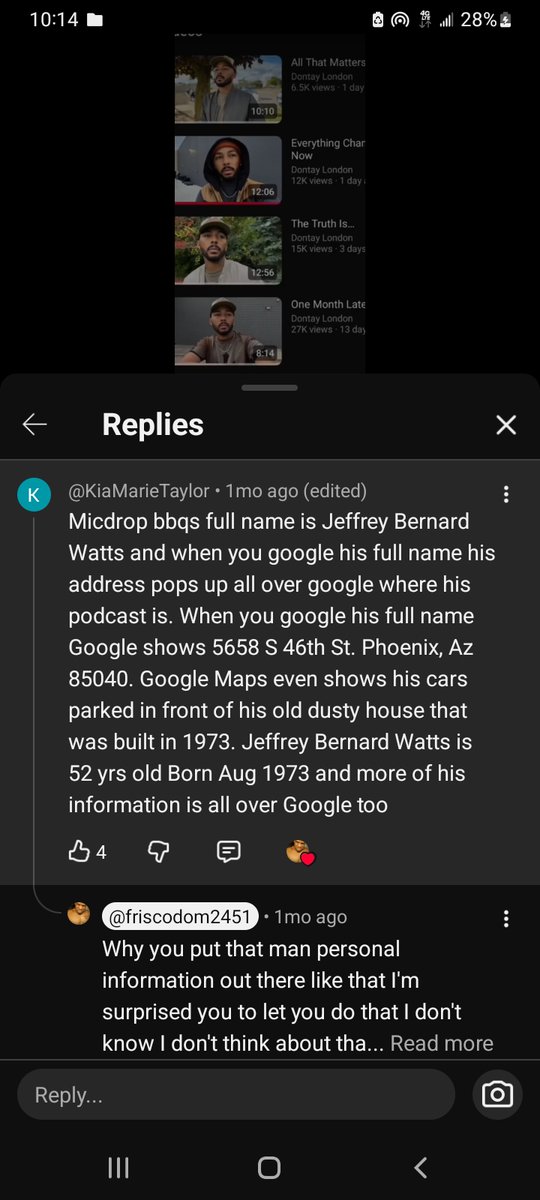 MicDropBBQ's tweet photo. @TeamYouTube Once again, people are finding these "new accounts" being associated by Untwisted with Kee and her little YouTube gang doxxing my address and private information on YouTube videos and shorts. These are screenshots of them. I've reported the A.I.Master account before https://t.co/tEOPc4YJGl
