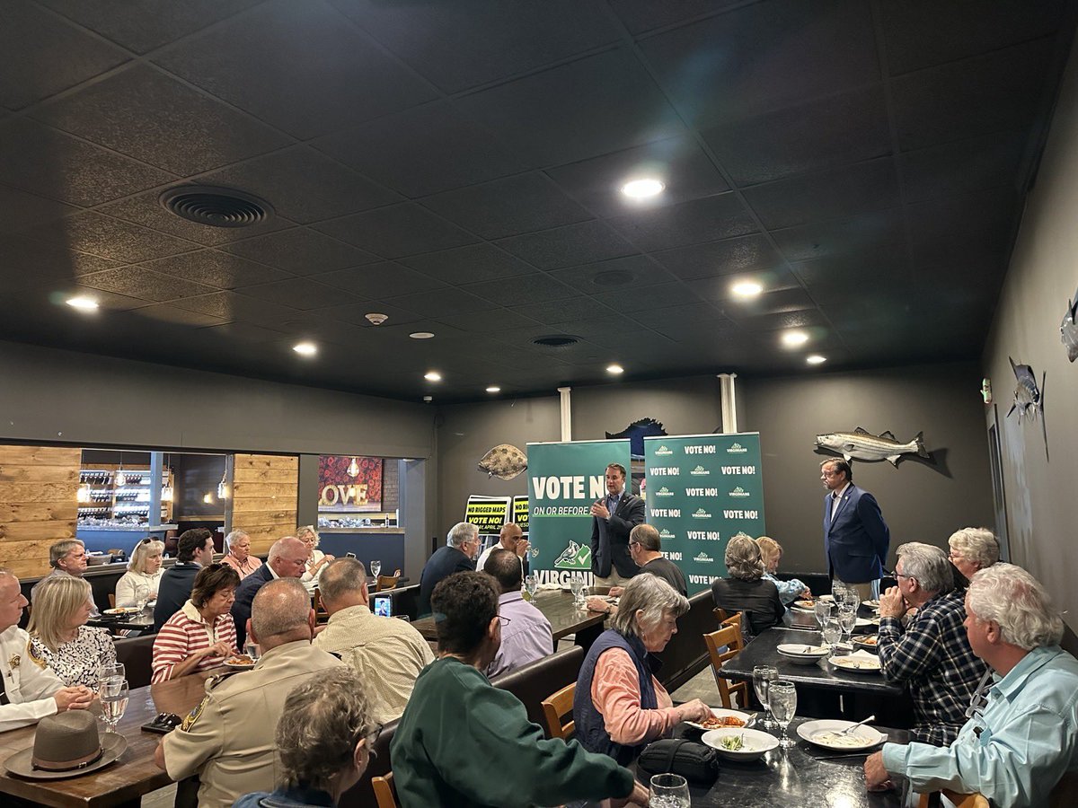 JasonMiyaresVA's tweet photo. Lunch in Tappahannock with folks who are standing up to fight the Democrat’s unfair and undemocratic power grab. Make sure you vote NO by April 21st. https://t.co/ZYYh0L8OJ1