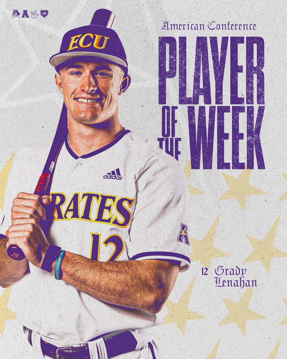 ECUBaseball's tweet photo. The freshman delivered this week @grady_lenahan25 

🤟🏴‍☠️ https://t.co/x82y20btu3
