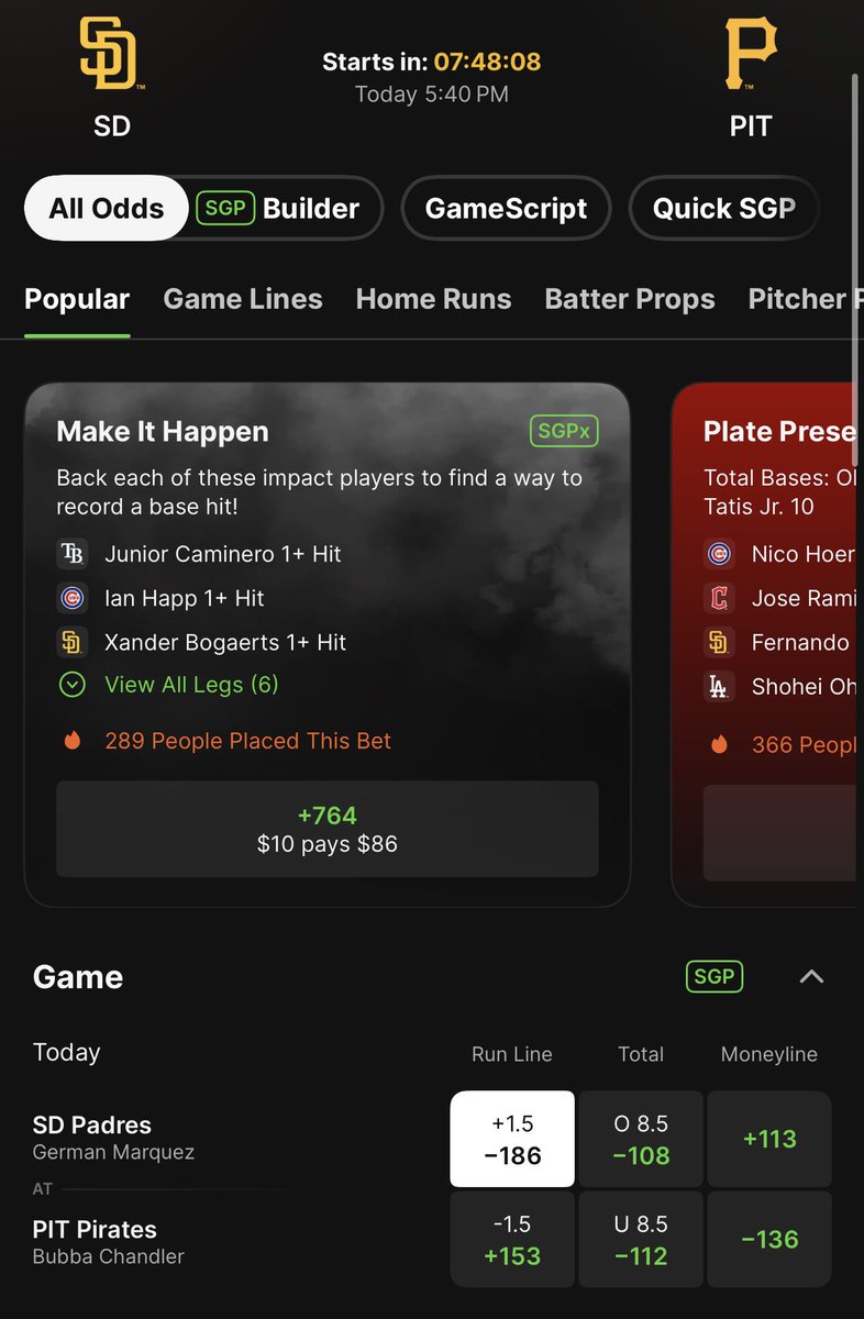 BettingPix's tweet image. PUBLIC PLAYS 4/6 🚨💎🌽

⚾️ Padres +1.5 (-186)

⚾️ Nationals OVER 3.5 Runs (-120)

Please Drop A Like If You’re Tailing! 🚂

#Gambling #Betting #FreePlays #VIP #IKP