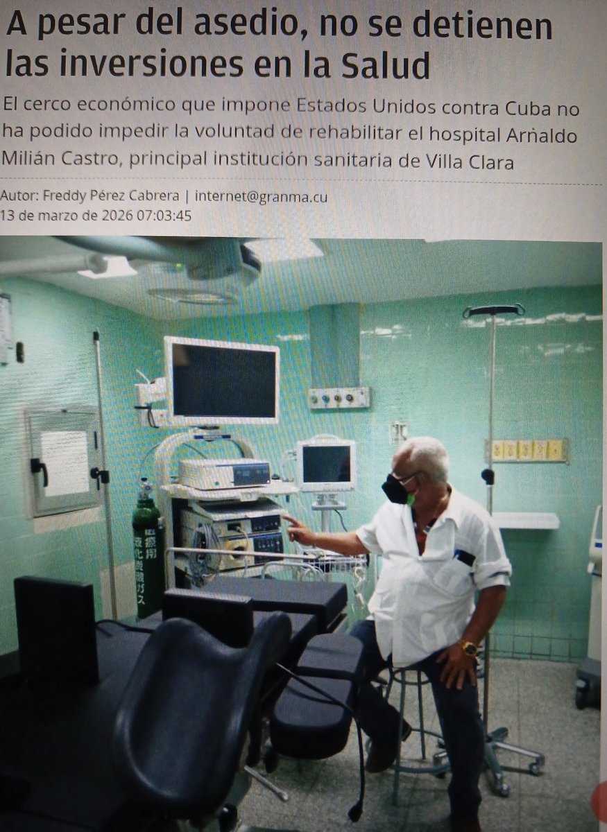 A esta gente hay que desenmnascararlos constantemente, miren esa sala de hospital,a quien quieren engañar, esa foto es de alguna clínica para extranjeros o de la dictadura, a la que el pueblo no puede recurrir. Por favor publiquen fotos actuales de cualquier hospital  público,