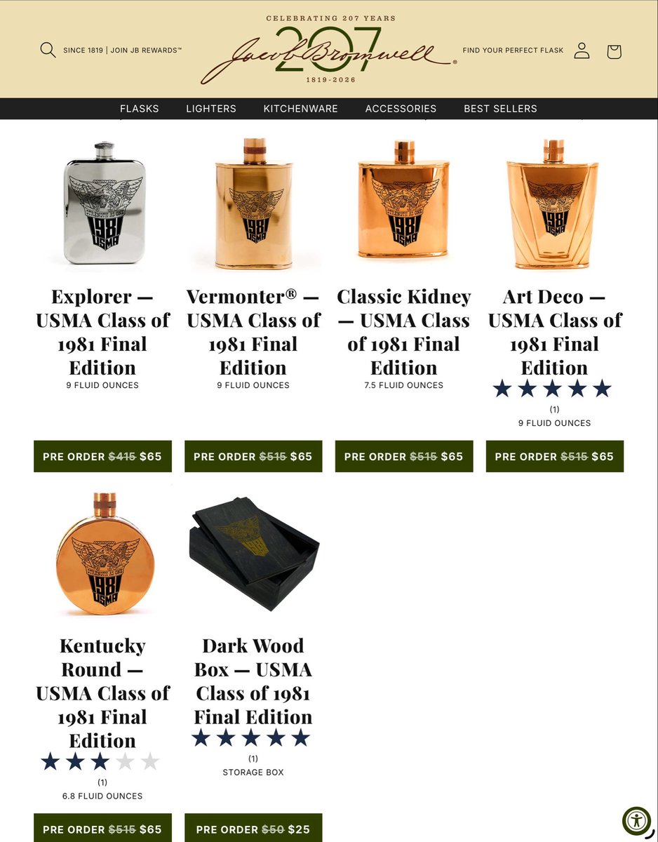 USMA1981's tweet photo. In case you missed ordering on the first go around for ‘81 flasks-or should you want to add a couple of other versions to your collection, the portal opens beginning on Wednesday April 1-April 10th.
https://t.co/XmaO8cfHz0
Password: usma1981 https://t.co/gsWz3Tdv8I